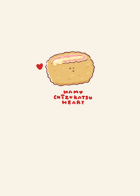 simple Ham and cheese cutlet heart beige