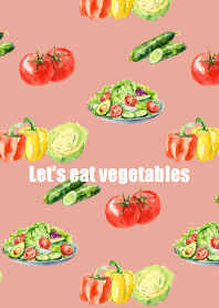 Let's eat vegetables on pink&blue JP