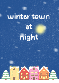 Winter town at night