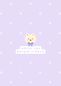White Cat and Purple Ribbon
