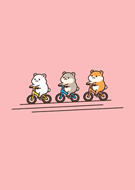 Hamster riding a bicycle-pink color