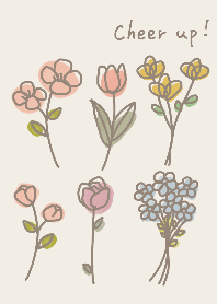 Natural color line drawing flowers