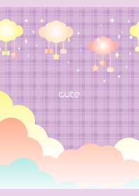 Clouds and cute things on light purple