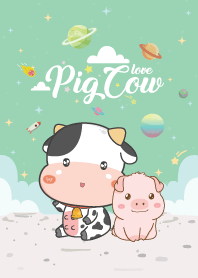 หมูอ้วน&วัวน้อย เลิฟๆ กาแล็กซี่ สีเขียว