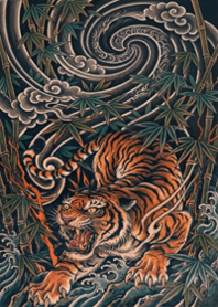 Roaring Tiger in Bamboo: Japanese Tattoo