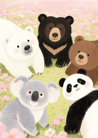 Love Cute Bear Gang in Pink field