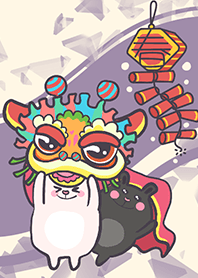 Lion dance bunny-gray purple (Re5)