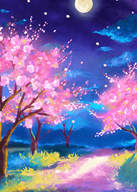 Beautiful night cherry blossoms#773