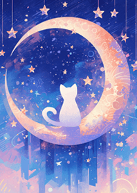 Cat with stars and moon