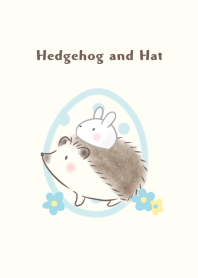 Hedgehog and Hat -white rabbit- blue