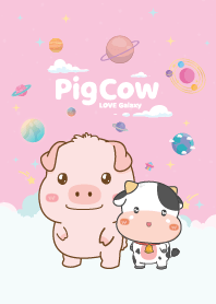 หมูอ้วน&วัวน้อย ก้อนเมฆน่ารัก สีชมพู