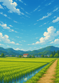 Snowy Village Under Starry Sky