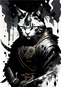 Ink wash cat samurai d5c933