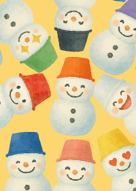 Colorful Snowman07 on light yellow
