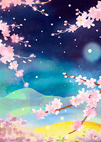 Beautiful night cherry blossoms#764