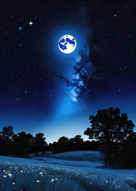 Mountain, Sea, and Moonlit Night 43e22E