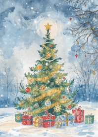 Christmas tree in a quiet forest