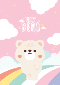 Teddy Bear Sky Rainbow Pink