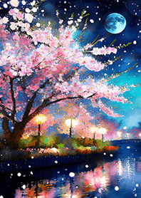 Beautiful night cherry blossoms#959