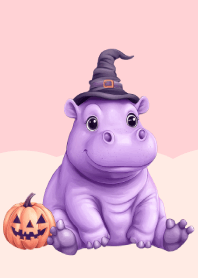 Purple Baby Pygmy Hippo Halloween Theme