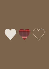 Heart and Plaid 1 -brown, pink and red-*