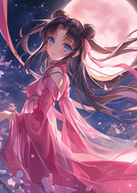 A beautiful girl under the moon