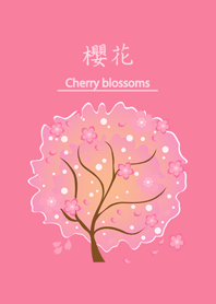 美麗粉紅色櫻花樹
