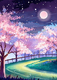 Beautiful night cherry blossoms#1061