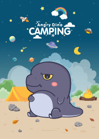 Angry Dino Camping Navy Blue