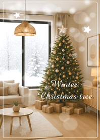 A room decorated with a Christmas tree