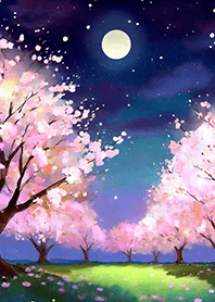 Beautiful night cherry blossoms#1154