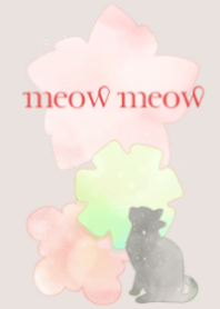 Flower & Dark cat Pink gray