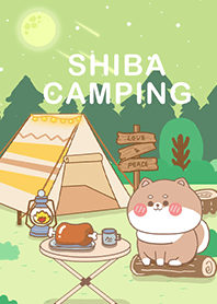 可愛寶貝柴犬-在星空下露營野餐(綠色2