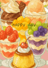 various parfaits2 on pink & blue JP