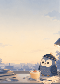 Navy Owl Peach Pudding Desk