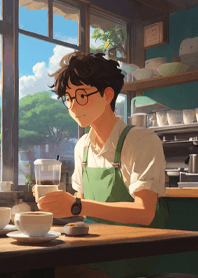 ผู้ชายในร้านกาแฟ