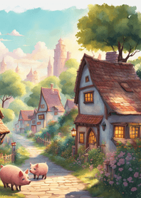 Pig and warm village