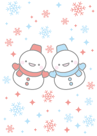 Red and light blue twin snowman theme