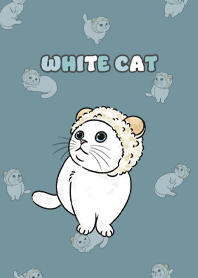 whitecat2 / teal blue