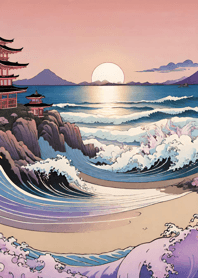 浮世繪 山海櫻花月 江戶時代 bAETC