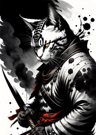 Ink wash cat samurai 11fCf8