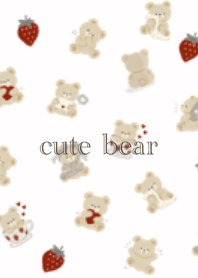 Cute bear and strawberry
