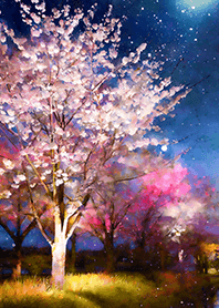 Beautiful night cherry blossoms#102