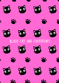 BLACK CAT AND FOOTPRINTSj-NEONPINK-BLACK