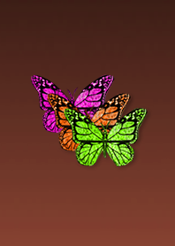 3匹の幸運蝶レッドグリーン