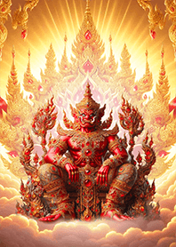 ท้าวเวสสุวรรณกายแดง ประทับนั่ง