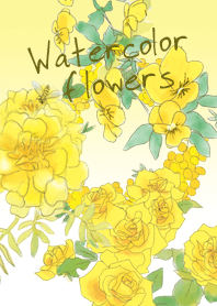 Gentle watercolor yellow flowers