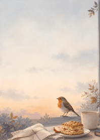 Dusk Robin Apple Scone Window
