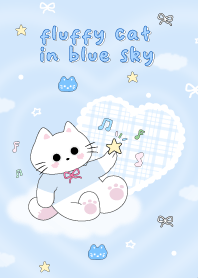 fluffy cat in blue sky