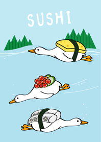 Come eat duck sushi!2(Aqua blue)